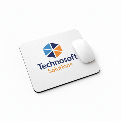 Person using a mouse on a desk with Technoso Solutions logo