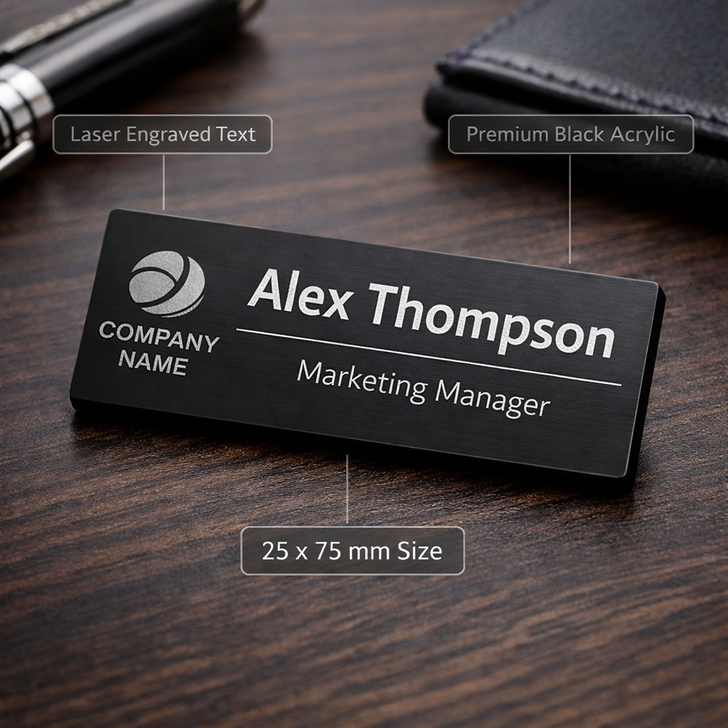 Premium Engraved | Name Badge | Professional Branding Tool |